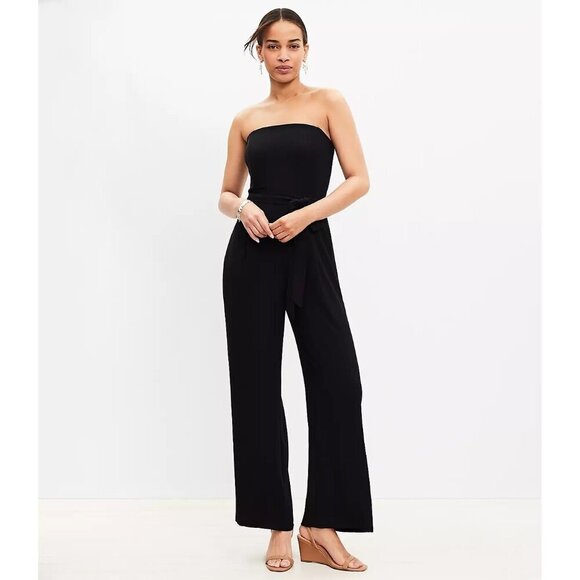 Ann Taylor LOFT Black Strapless Wide Leg Jumpsuit XS - Picture 1 of 6
